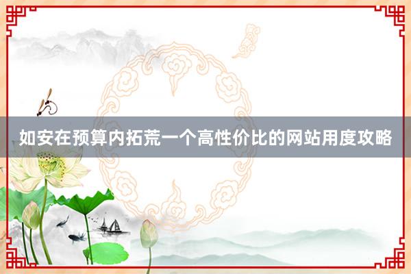 如安在预算内拓荒一个高性价比的网站用度攻略
